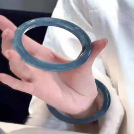 海蓝色手镯女玉髓手饰国风旗袍配饰仿玉古风饰品高级感新中式镯子