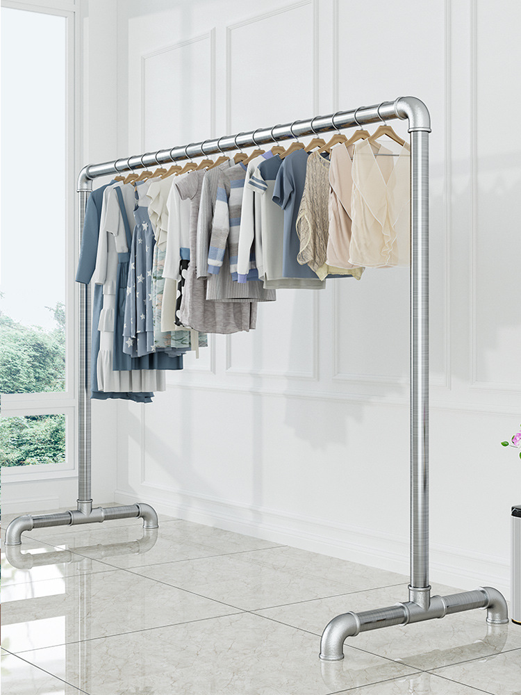 加厚挂衣架镀锌管晾衣架落地立式水管单杆晾衣杆阳台晒被批发代发