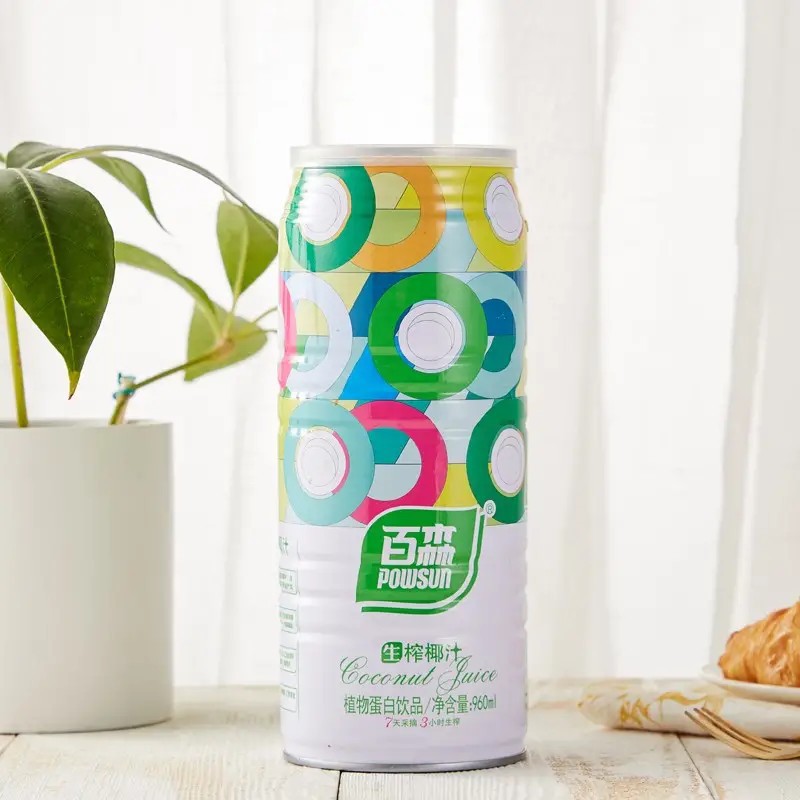 百森生榨椰子汁饮品960mlx6罐装整箱 家庭装椰奶植物蛋白质饮料