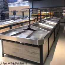 新款钢木水果货架不锈钢超市蔬菜置物架商用果蔬生鲜展示木质加厚