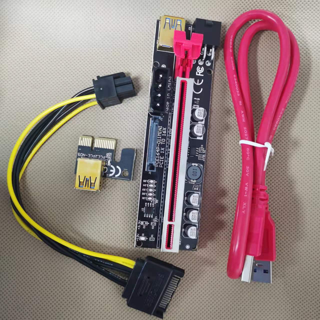 显卡延长转接线 ver009s pluspcie1x转16x板x1 x16卡8电容riser卡