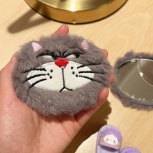 坏猫猫翻盖两面小圆镜ins可爱补妆镜子女卡通便携手持随身化妆镜
