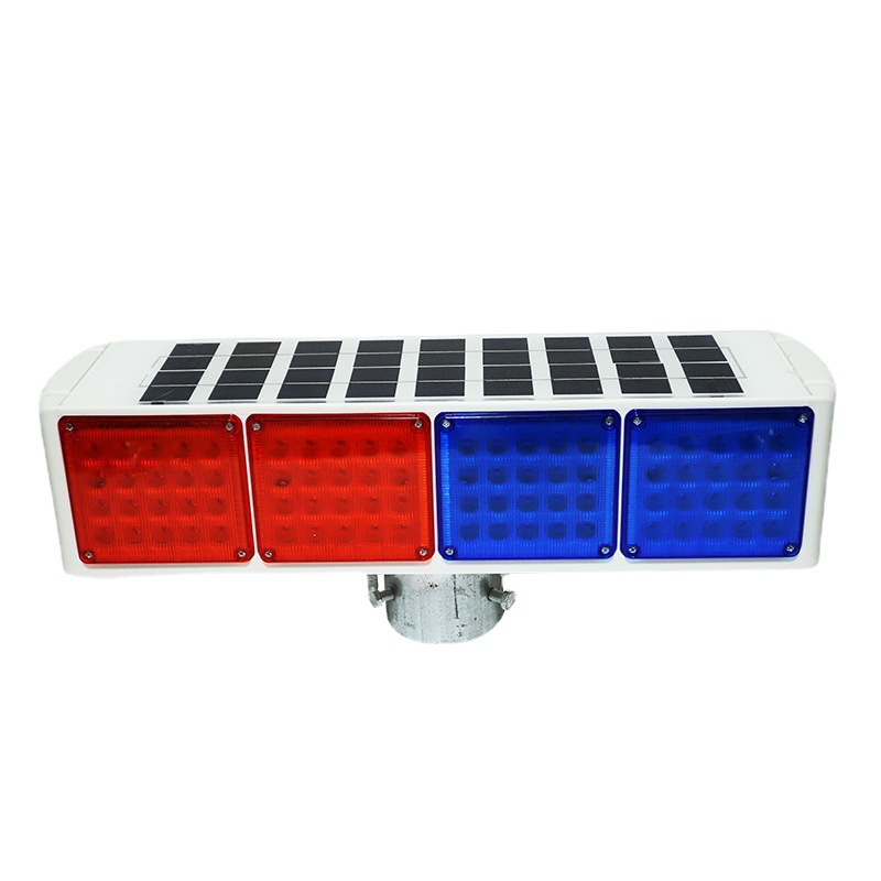 太阳能警示爆闪灯施工安全道路红蓝路障灯双面夜间led闪光警示灯
