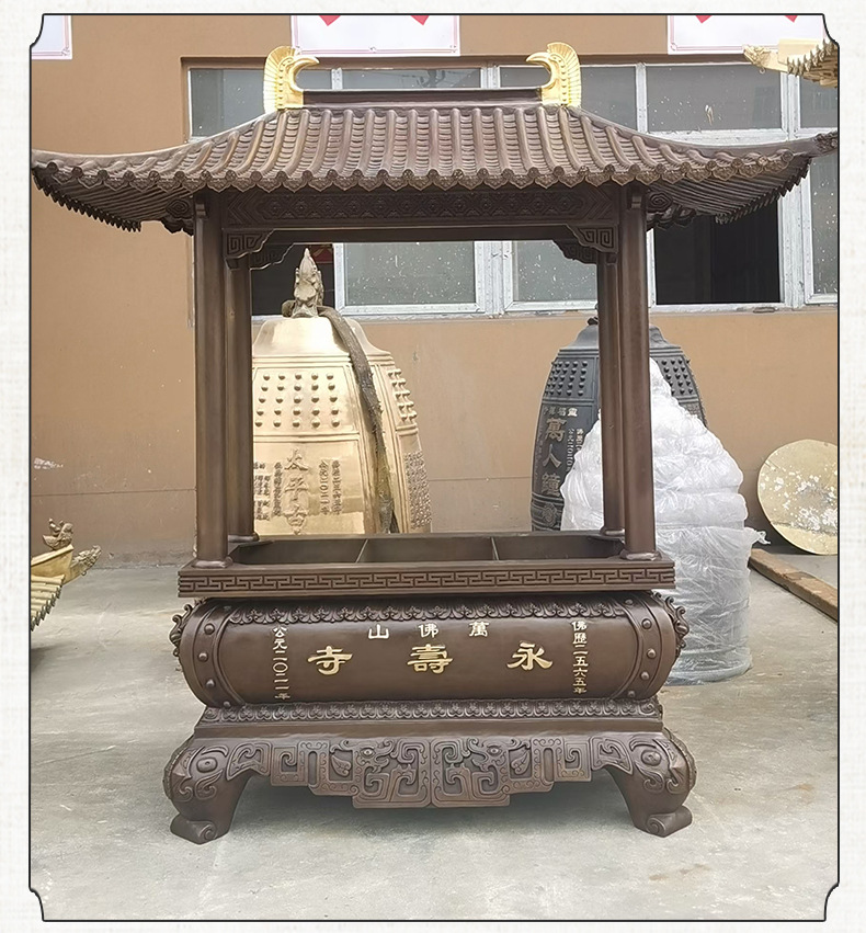 来图制作寺庙大号香炉 祠堂户外大香炉 寺院陵园长方形黄铜香炉