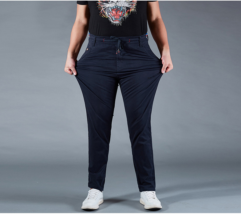 供应肥佬休闲裤男春夏加肥加大码松紧腰直筒休闲长裤男潮流弹力裤