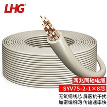 LHG两兆八芯同轴电缆SYV75-2-1*8 无氧铜2M数字信号线100米/200米
