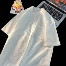 夏季短袖衬衫男ins潮牌港风日系小众设计感休闲宽松半袖外套