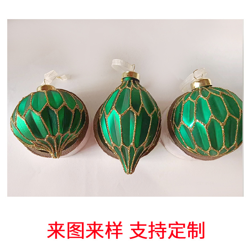 Factory Wholesale Glass Crafts Christmas Glass Ball Decorations Christmas Tree Pendant Holiday Lantern Ornament