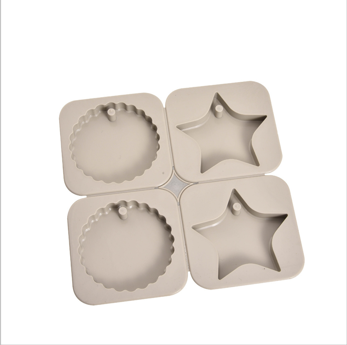 跨境硅胶4连组五角星圆形香薰模具石膏手工皂模具蜡片模具diy