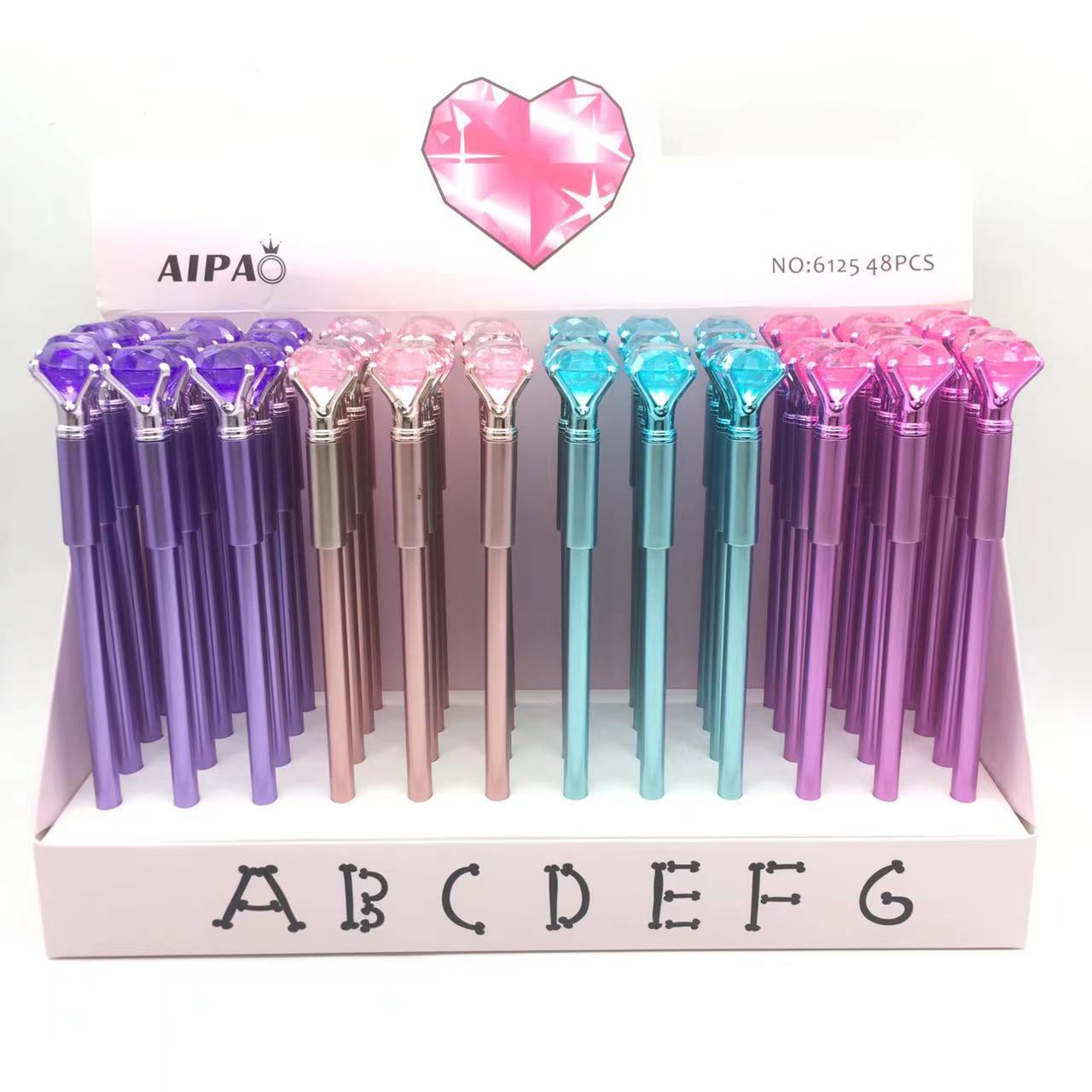 韩国文具大颗粒钻石中性笔炫彩闪亮彩色水晶宝石电镀水笔写字笔批