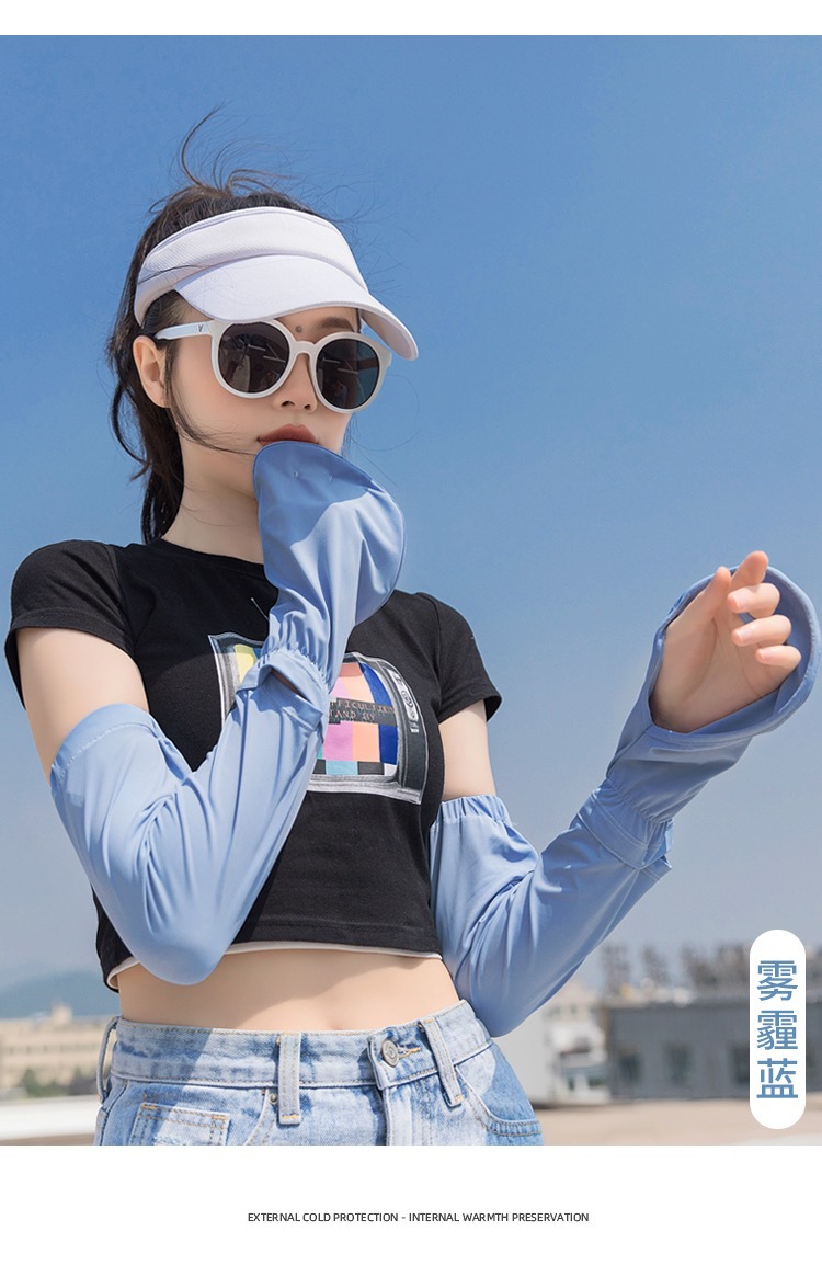 2023 New Ice Sleeve Loose Women's Sun Protection UV Protection Oversleeve Driving Practice Hand Covering Ice Silk Driving Gloves