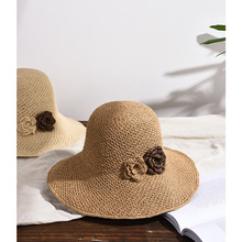 女生韩版可折叠防晒草太阳帽系沙滩遮阳草帽海边沙滩帽度假防晒帽