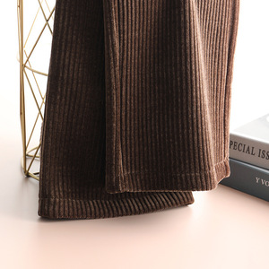 加厚灯芯绒阔腿裤2021冬季新款修身百搭大码高腰休闲雪尼尔女裤,女装