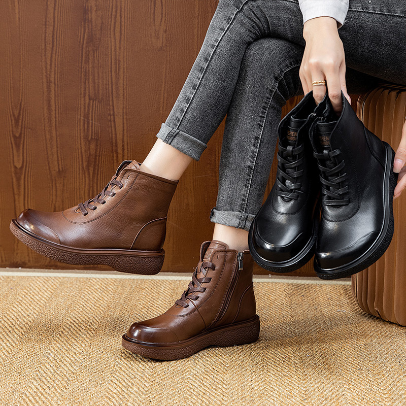 特价低帮马丁靴女英伦风复古妈妈软底短靴牛皮鞋子女春秋百搭靴子