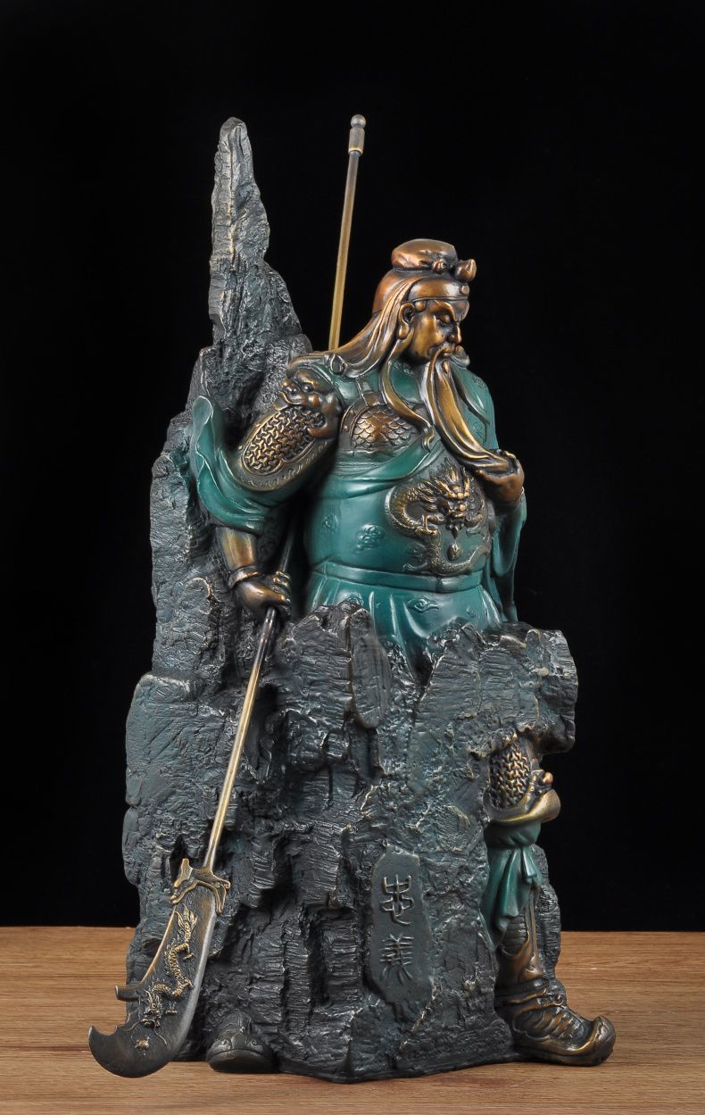 定制纯铜关公摆件大号武财神雕像家居办公室公司酒店开业装饰礼品