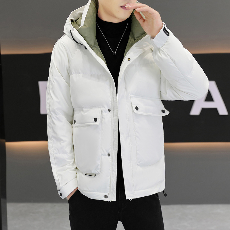 High-End down Jacket Men's Winter New Korean Style Fashion Work Clothes Coat Fashion Brand Warm Hooded White Duck down Men's Clothing