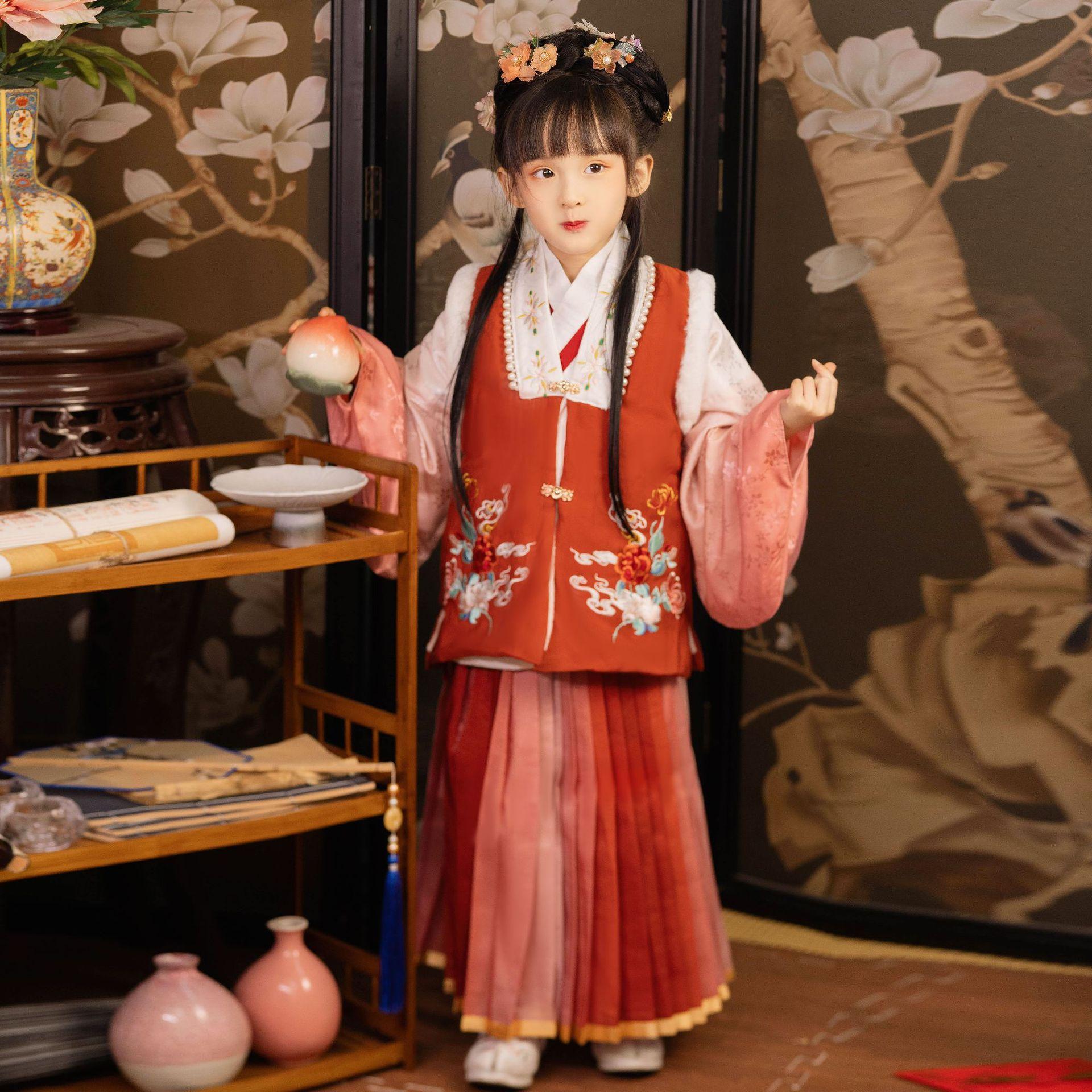 汉服女童超仙古装锦觅襦裙清新淡雅童装公主汉服春夏12-15岁仙女-报价