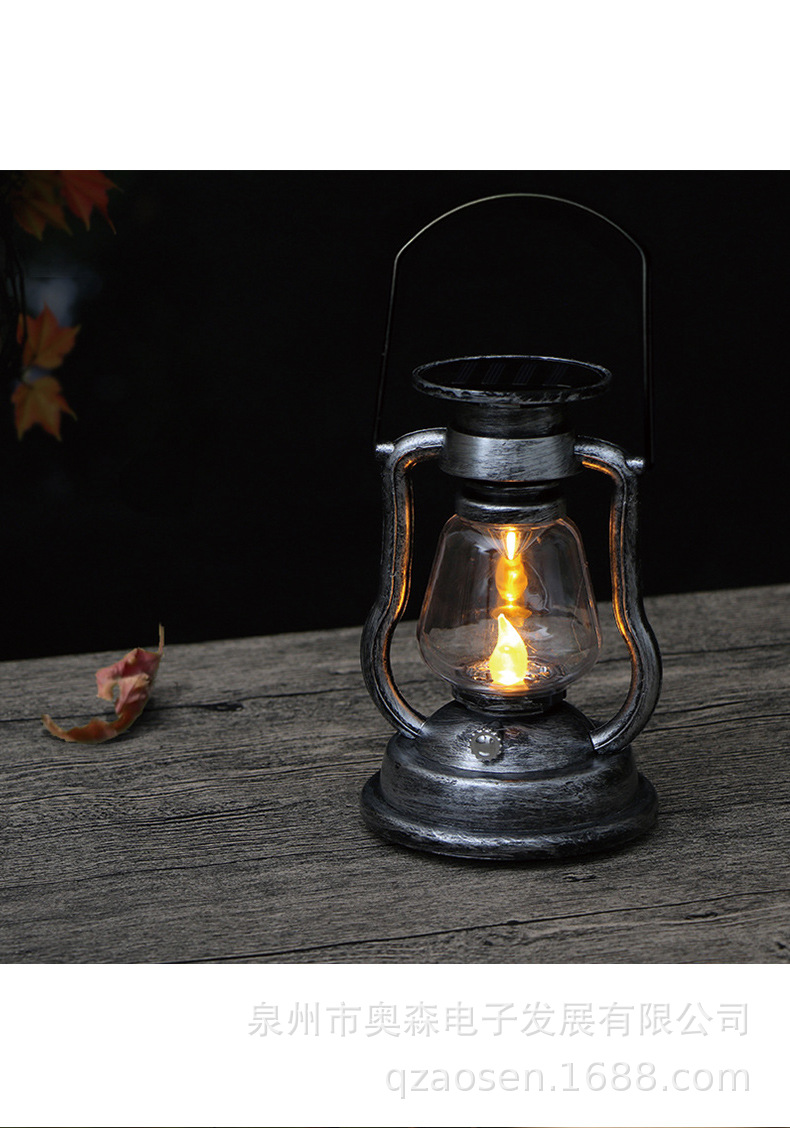 太阳能复古马灯 马灯led灯 煤油手提灯 庭院灯 烛芯灯 热销