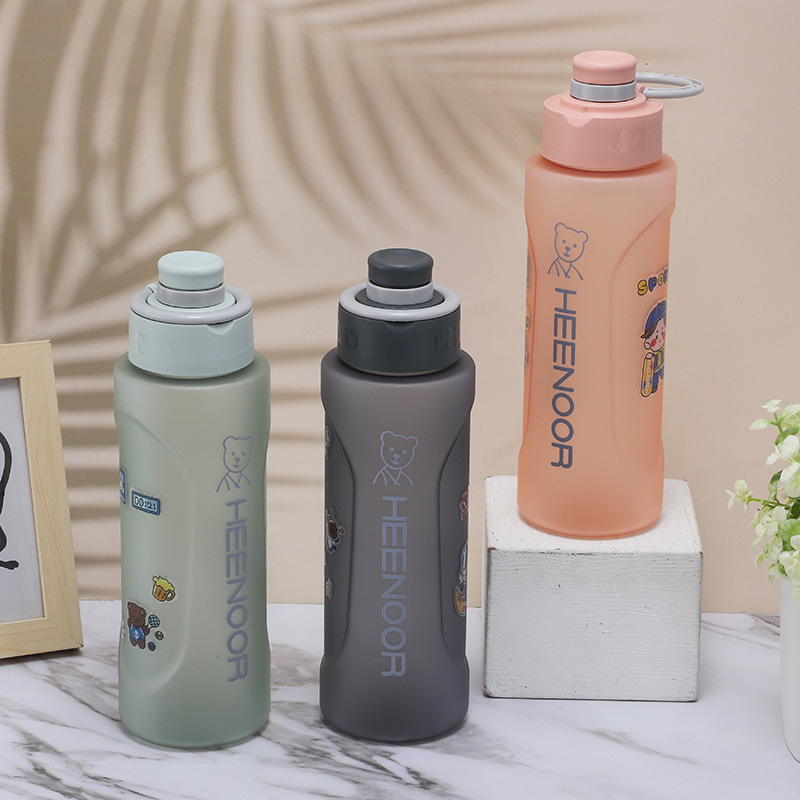 portable student handheld mixed batch frosted gradient double drink cup large capacity plastic water cup sports bottle