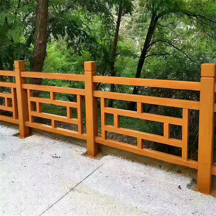 水泥仿木护栏鱼塘河道氧化塘仿树藤围栏河边公园混凝土河堤栏杆