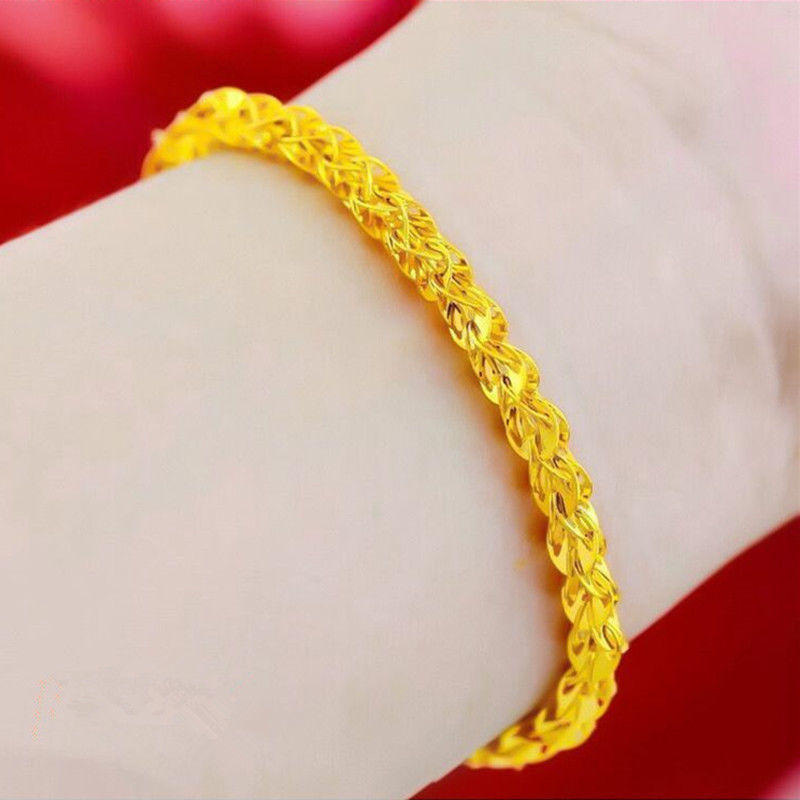 Placer Gold Bracelet Women's Pure Yellow Gold 999 Jewelry No Color Fading Korean Simple Phoenix Tail Chain Hand Jewelry Manufacturer