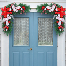 圣诞节门角藤条装饰2023新款圣诞球花环橱窗挂件家庭门楣场景布置