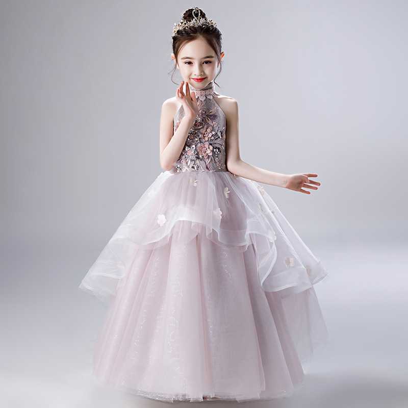 女童礼服公主裙蓬蓬纱花童婚纱2022春季主持人晚礼服钢琴演出服