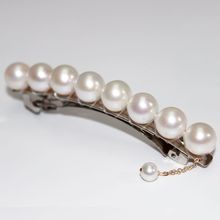 珍珠边夹装饰发饰头饰夹顶夹10mm大珠正圆发夹优雅新款弹簧亚马逊