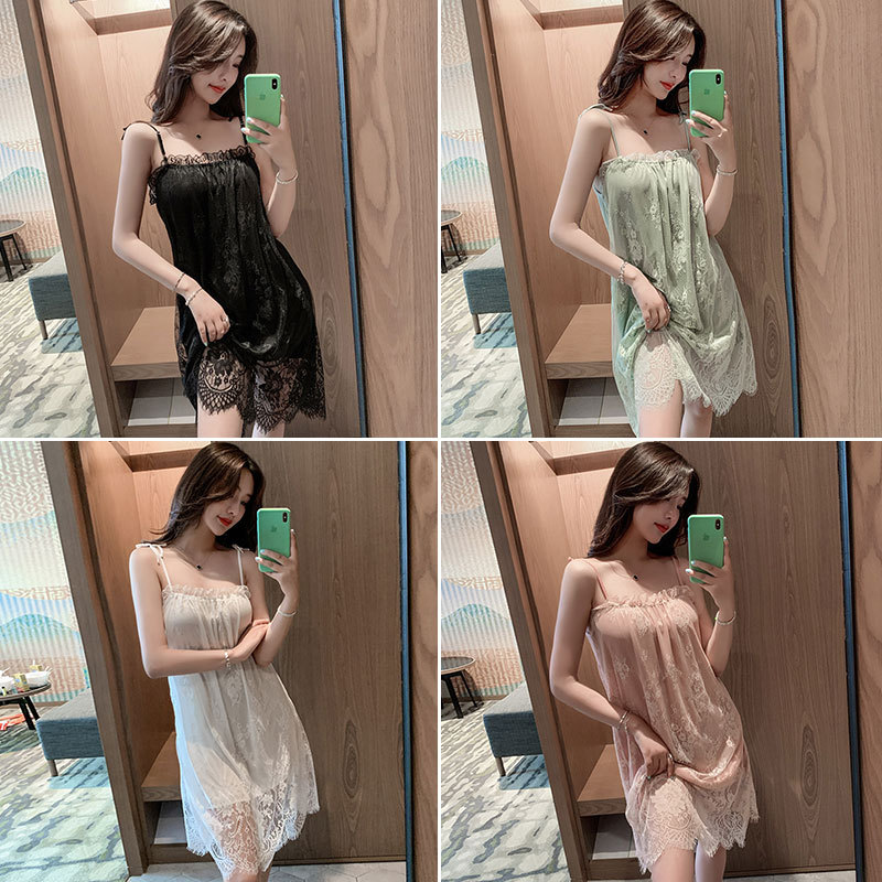 df居家性感蕾丝吊带睡裙女火辣透明欧美诱惑睡衣大码情趣内衣8087