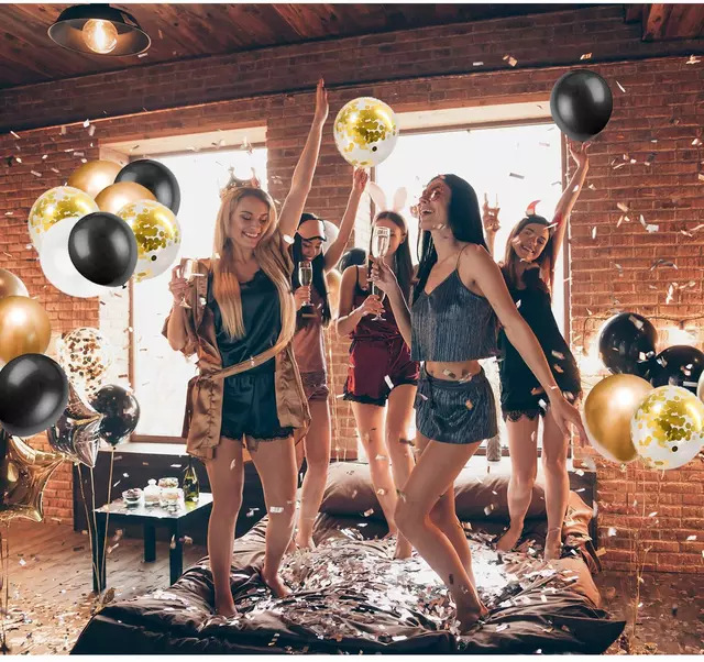 Holiday Party Party Layout Background Hot Sale Black Gold Series Balloon Chain Combination Balloon 110 Balloon Set