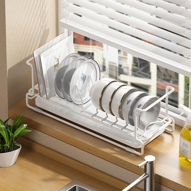 厨房水槽边小型柜内置物架抽屉内放碗盘收纳水槽沥水碗架碗碟碗筷