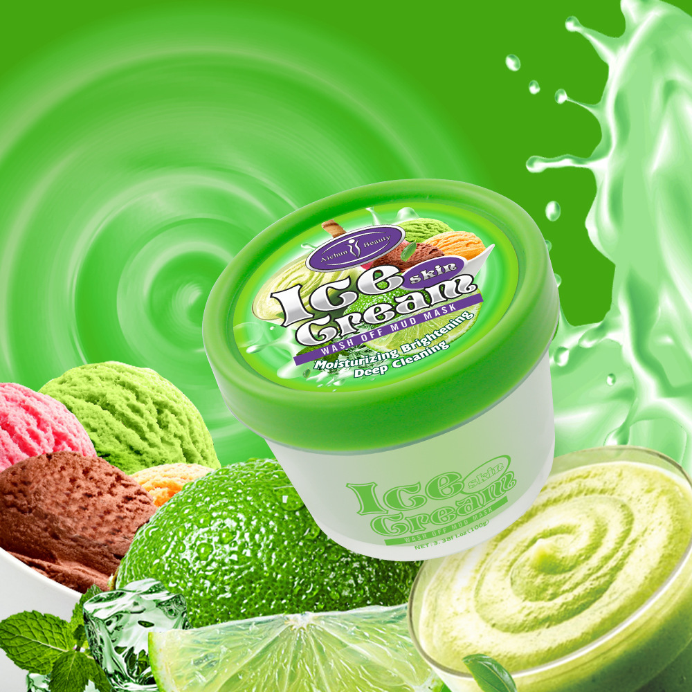 跨境冰淇淋面膜补水滋润涂抹式水洗面膜泥工厂批发ice cream mask