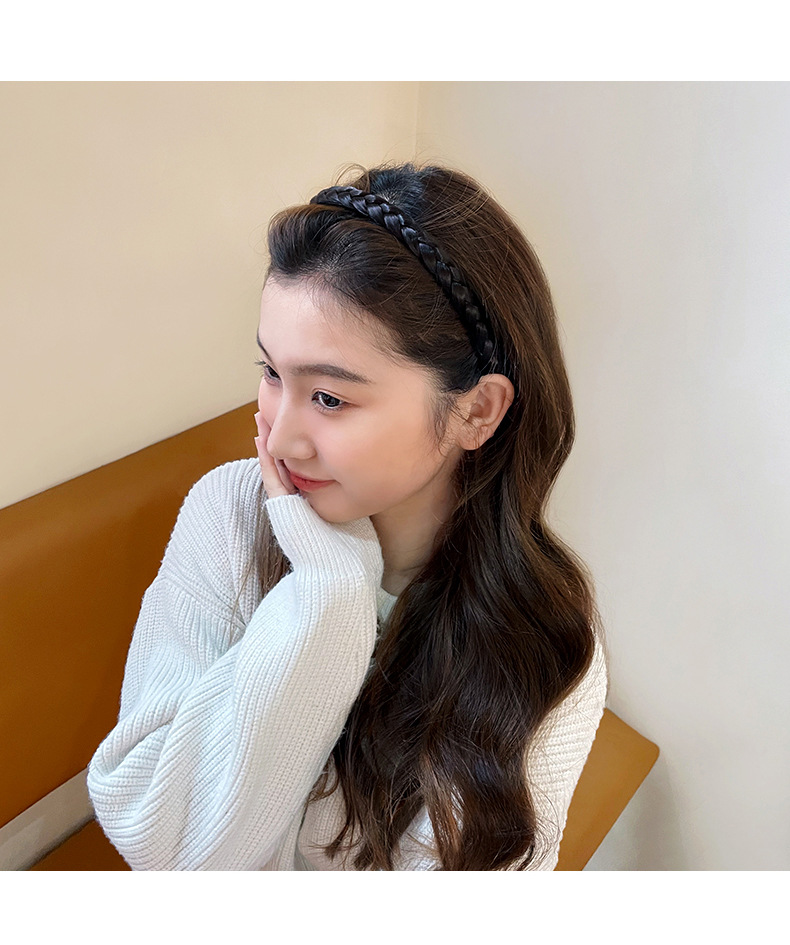 孔雪儿鱼骨辫假发麻花辫子发箍带齿防滑网红头饰压发带头箍女头饰