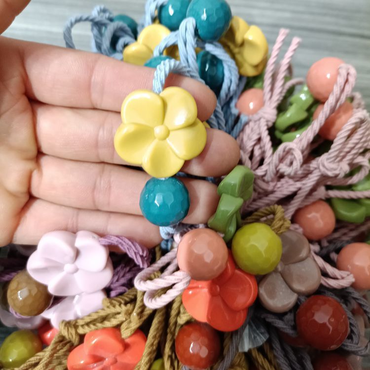 s138花朵头绳彩色头绳发绳发圈皮筋韩版流行发发圈1元批发2元货源