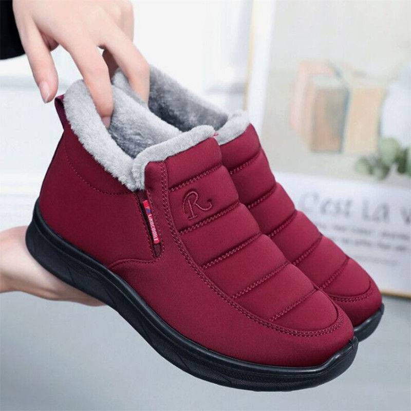 冬季加绒加厚保暖中老年妈妈鞋老北京布鞋女棉鞋平底防滑奶奶棉靴