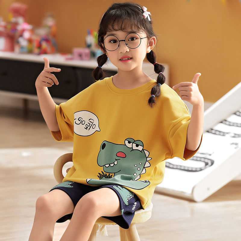 女童睡衣夏季短袖韩版小学生卡通薄款7-9-12岁小女孩中大童家居服