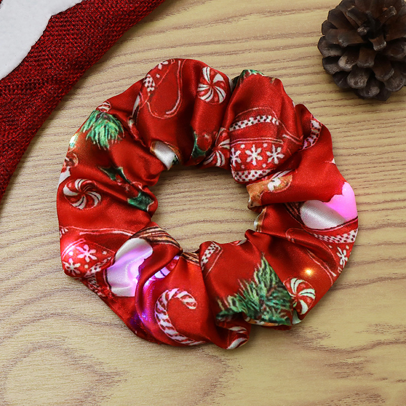 New Christmas Large Intestine Ring Hair Rope Luminous LED Light Large Intestine Hair Ring Hair Accessories Girl Heart Tie-up Hair Head Rope