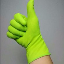 洗碗手套乳胶5双绿色贴型女士短款纯胶清洁防滑防水胶皮防护微供