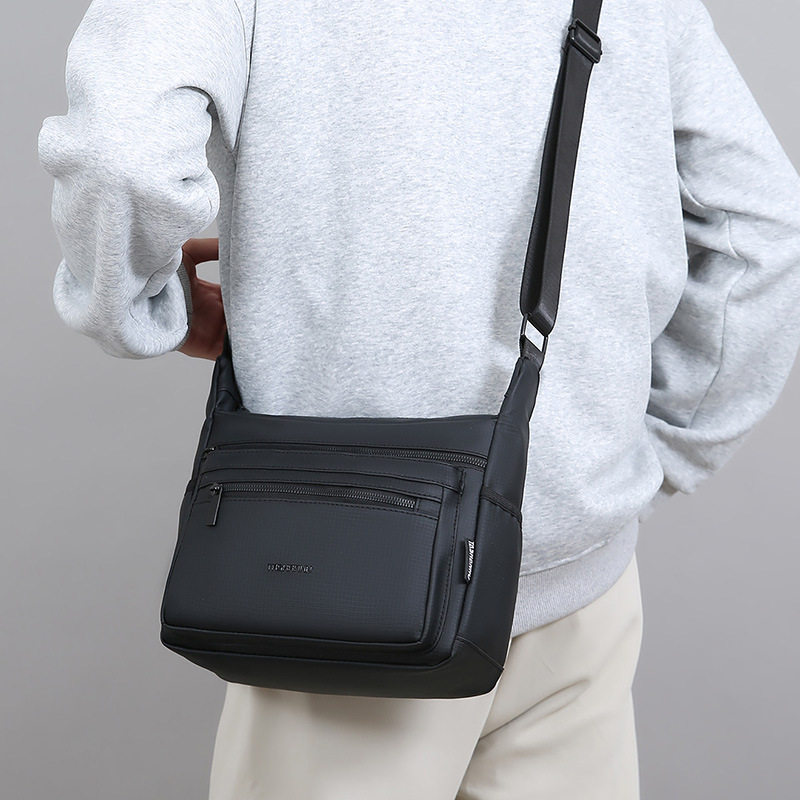 男士斜挎包多隔层大容量尼龙布生意零钱包休闲逛街中年斜挎包