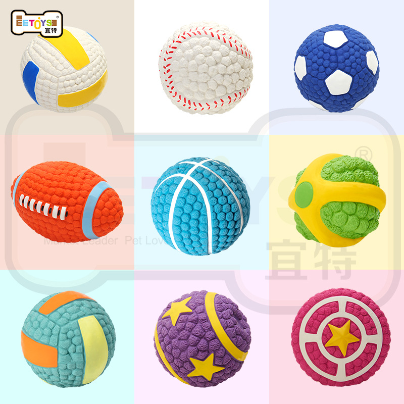 Yite Factory Direct Sales Internet Hot Dog Toy Latex Rugby Tennis Dog Bite Vocal Ball Pet Toy