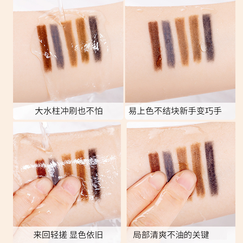 Factory Direct Sales Double-Headed Eyebrow Pencil Dual-Use Automatic Rotating Sweat-Proof with Brush Double-Headed Rotate Eyebrow Pencil Eyebrow Pencil with Plastic Seal