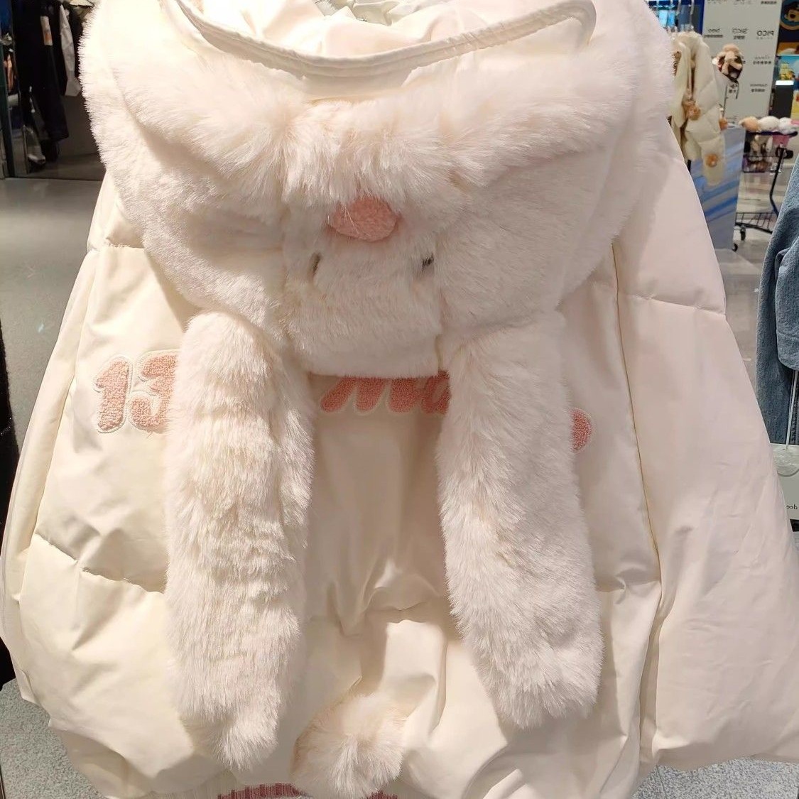 冬季新款小众设计可爱兔子小熊保暖小个子羽绒服慵懒风宽松外套女