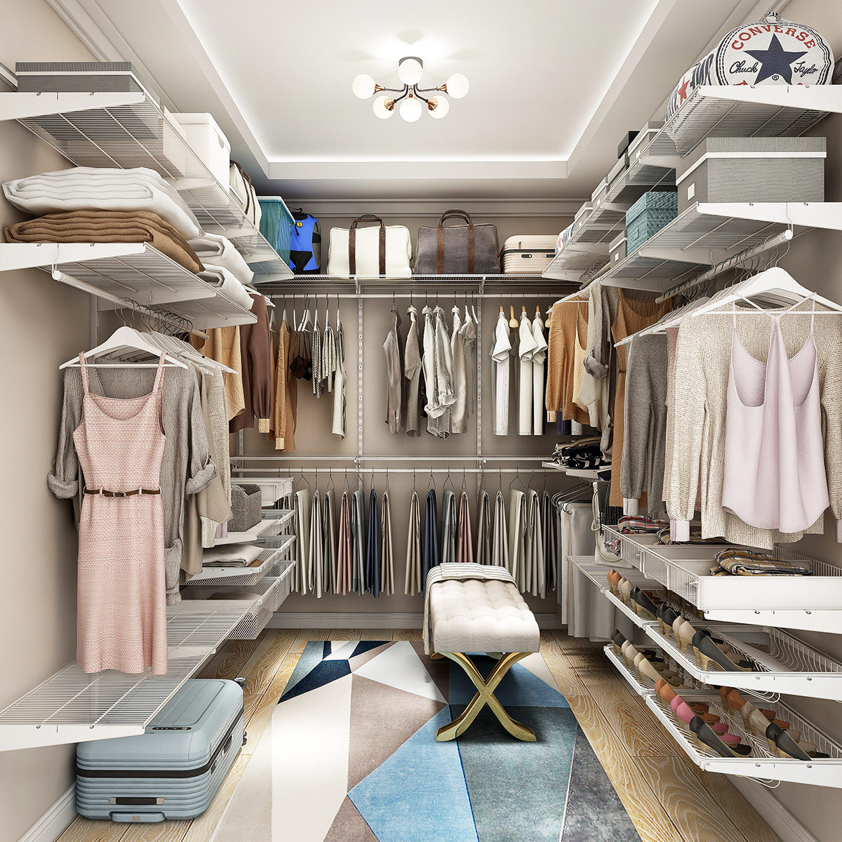 美达斯步入式整体衣帽间卧室衣橱开放式衣帽间衣柜储物间收纳储物