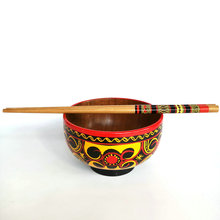 凉山彝族实木手绘饭碗彩绘碗民族手工艺品碗彝族餐具