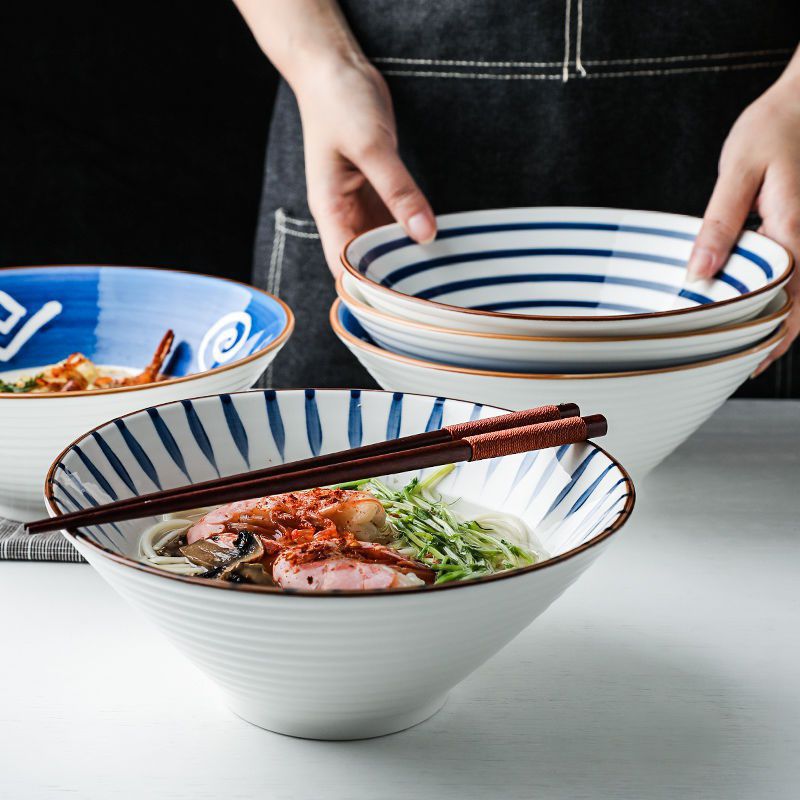 大碗宽面碗韩式辛拉面碗拌面碗网红年家用新款陶瓷创意泡面碗