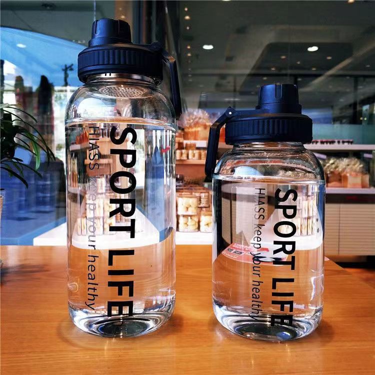 Factory Large Capacity Outdoor Sports Glass Water Cup Borosilicate Glass Sports Bottle with Cup Cover Hand Warmer Glass Water Bottle