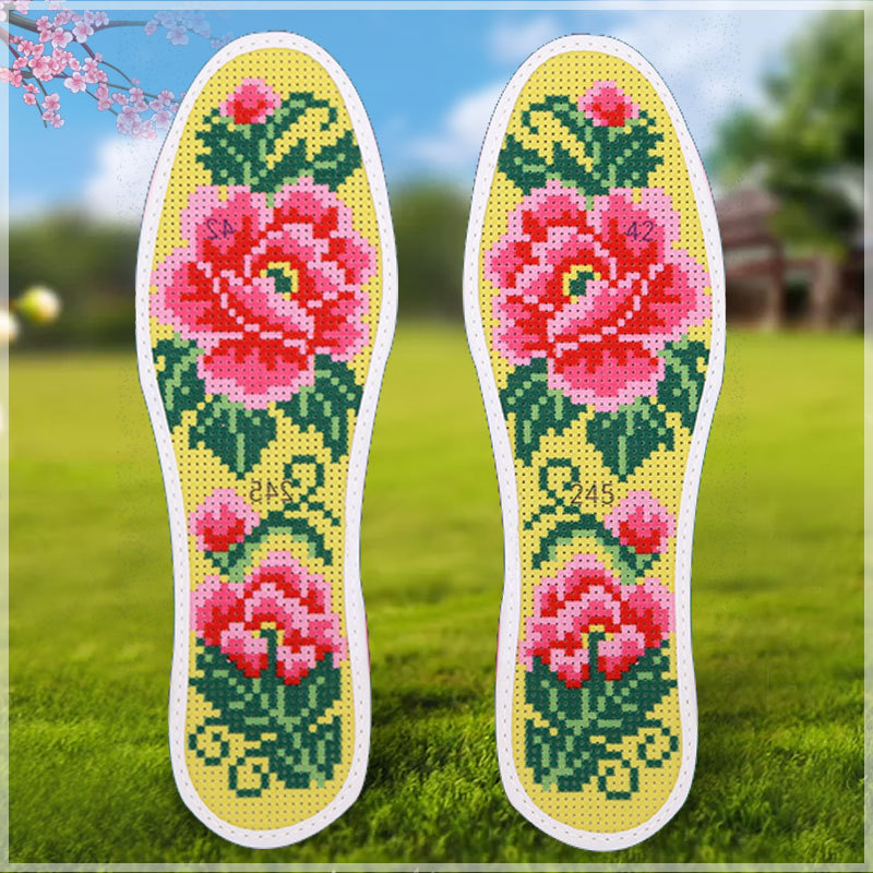 十字绣鞋垫半成品自己绣新款加厚几何图案绣花手工双针线批发男女