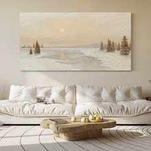 奶油风纯手绘油画《逐光行》高级感客厅装饰画沙发背景墙挂画北欧