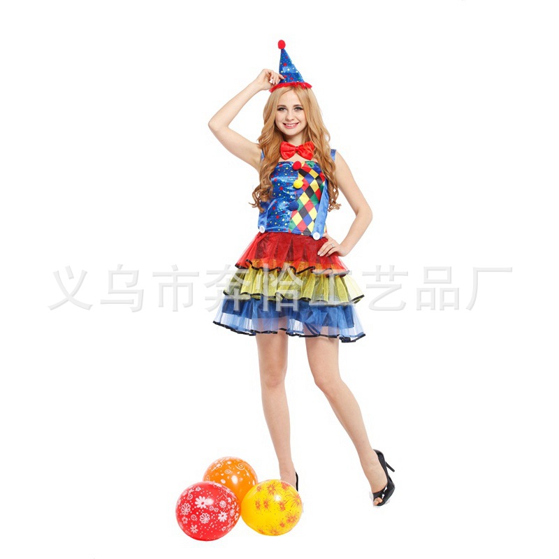 万圣节儿童节话剧演出服成人女款小丑表演化妆舞会马戏团小丑装扮