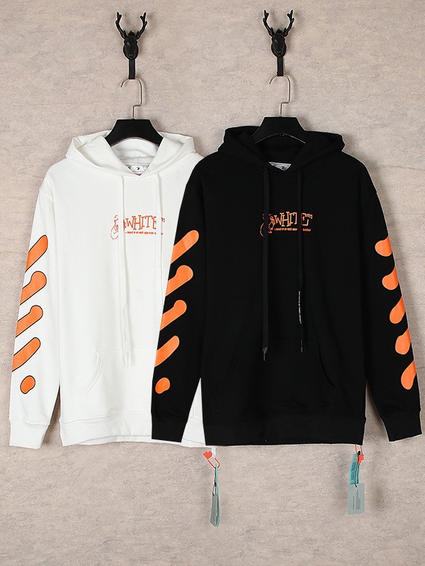 跨境潮牌off-white ow 23ss秋冬新款男女印花宽松连帽卫衣帽衫